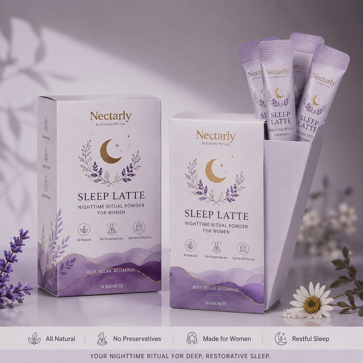 Nectarly Sleep Latte box and sachets